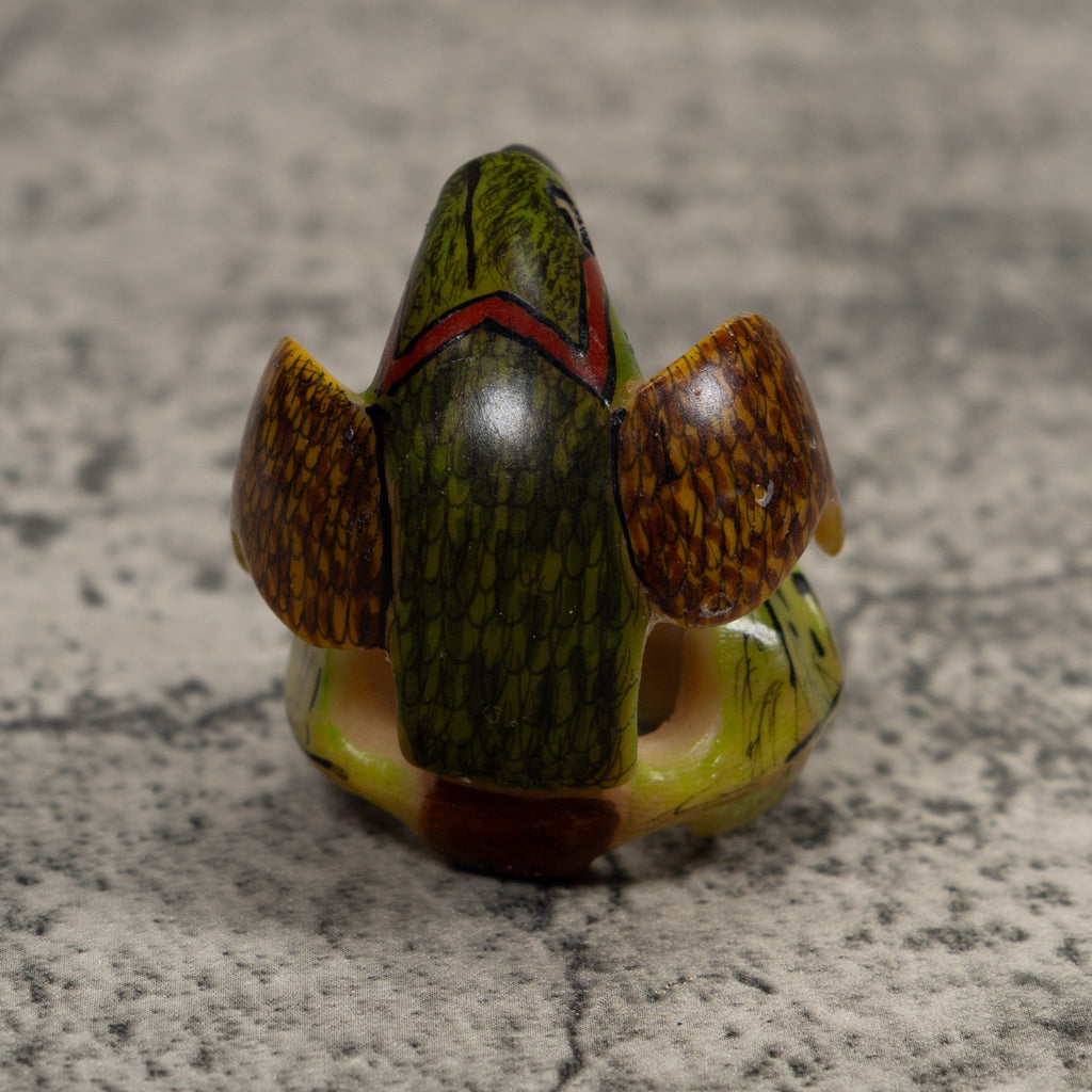 Vintage Red Green And Yellow Hummingbird Tagua Carving