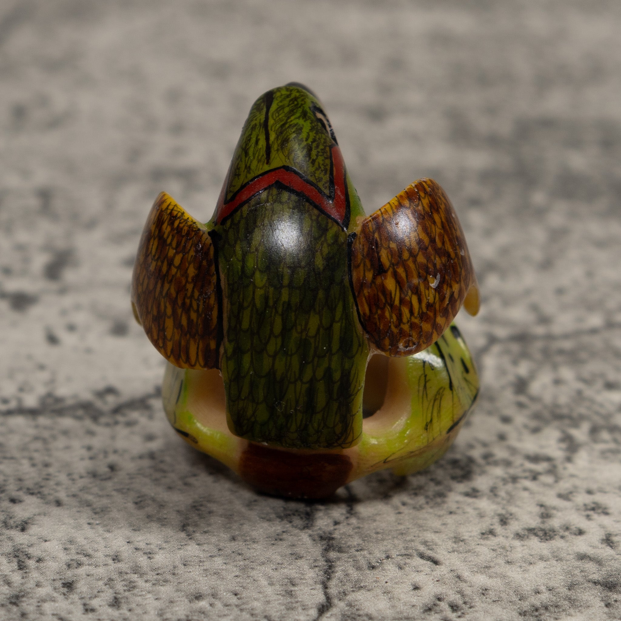 Vintage Red Green And Yellow Hummingbird Tagua Carving