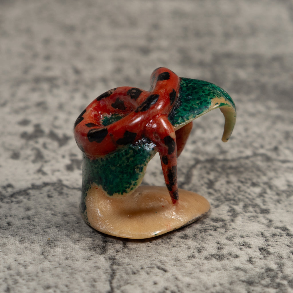 Vintage Red And Black Snake Tagua Carving