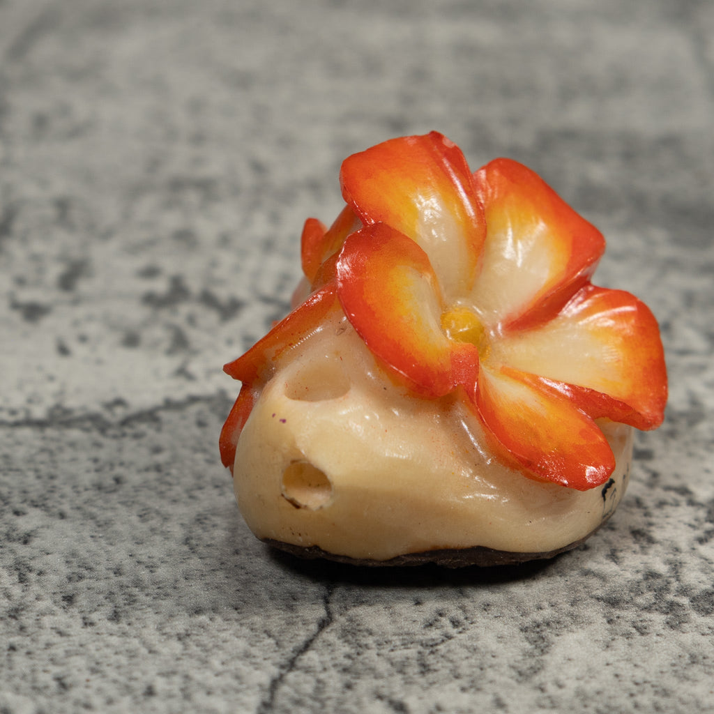 Double Orange Flower Petals Tagua Carving