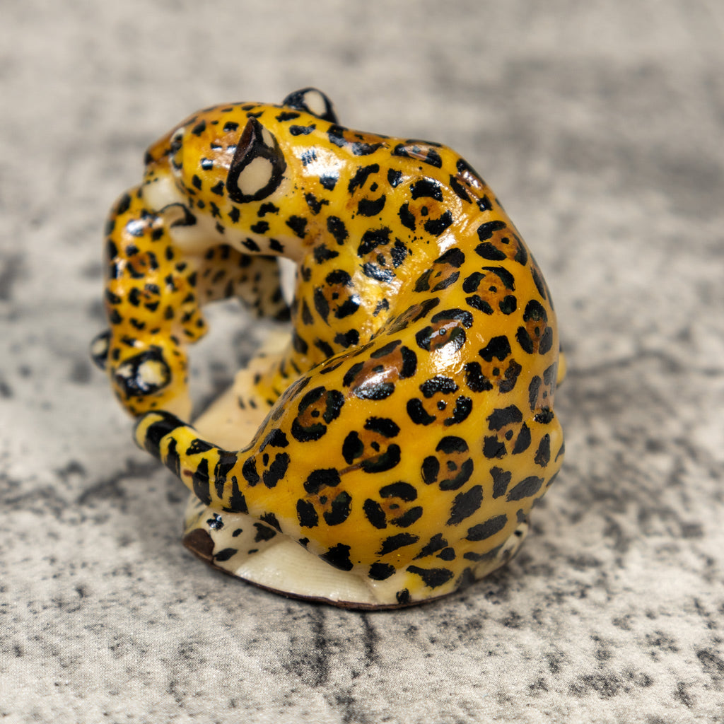 Jaguar Cat With Cub Tagua Carving