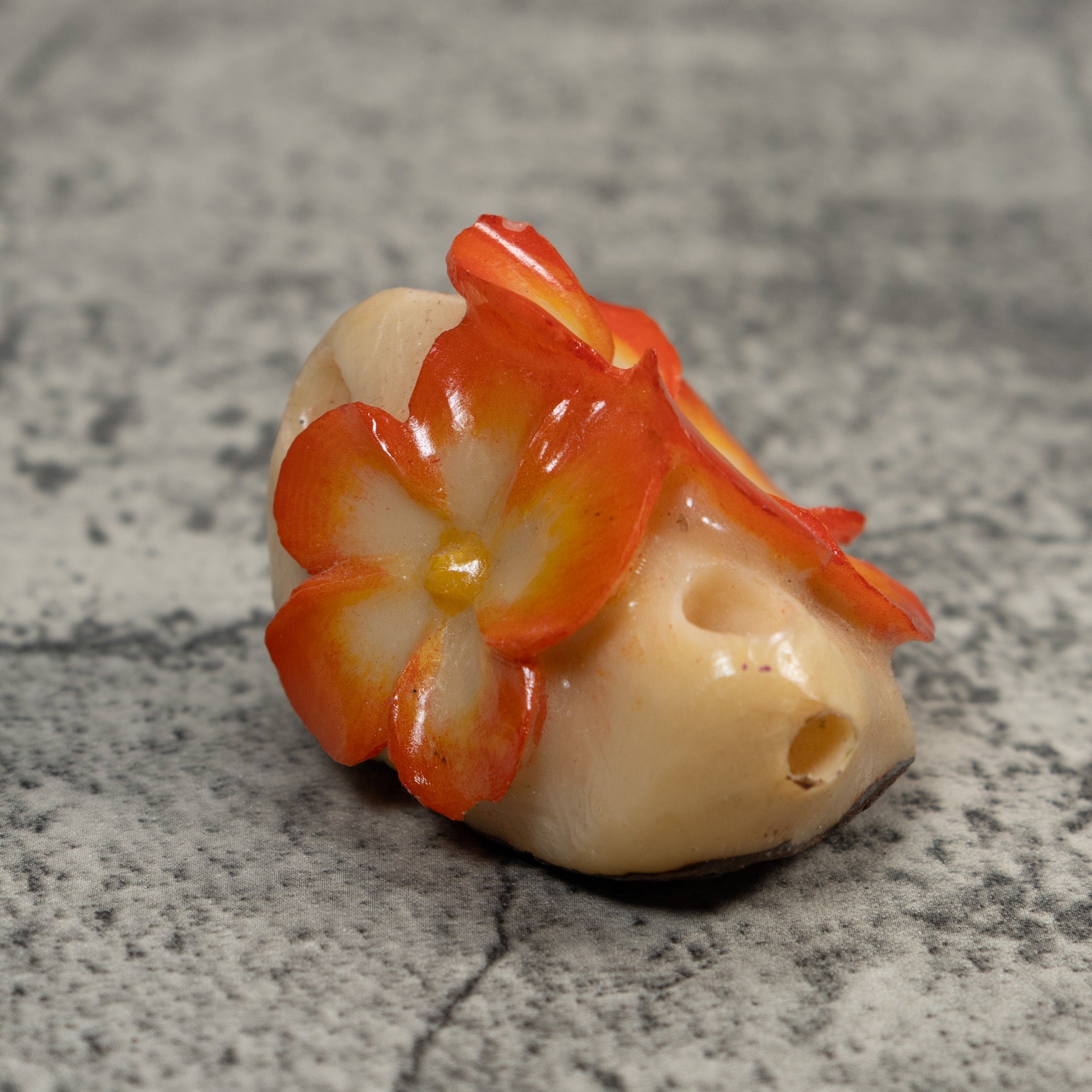 Double Orange Flower Petals Tagua Carving
