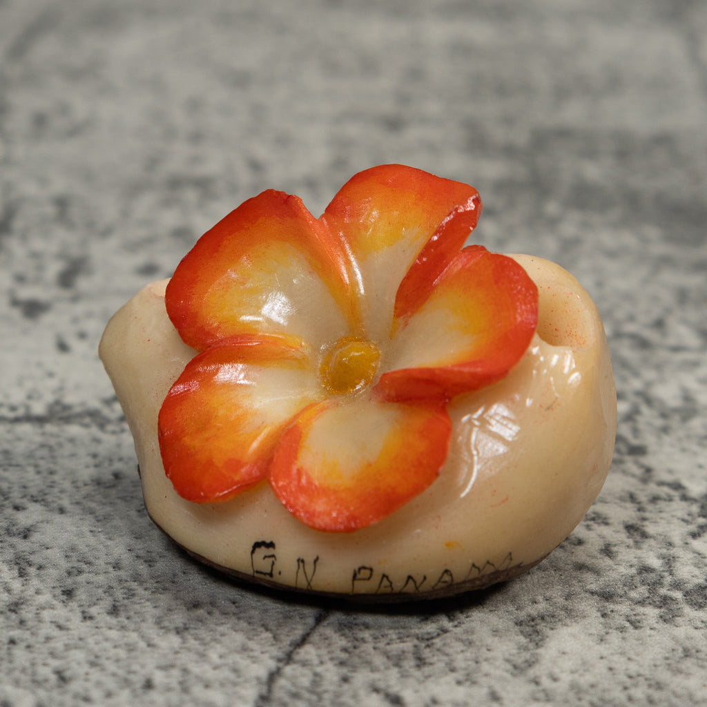Double Orange Flower Petals Tagua Carving