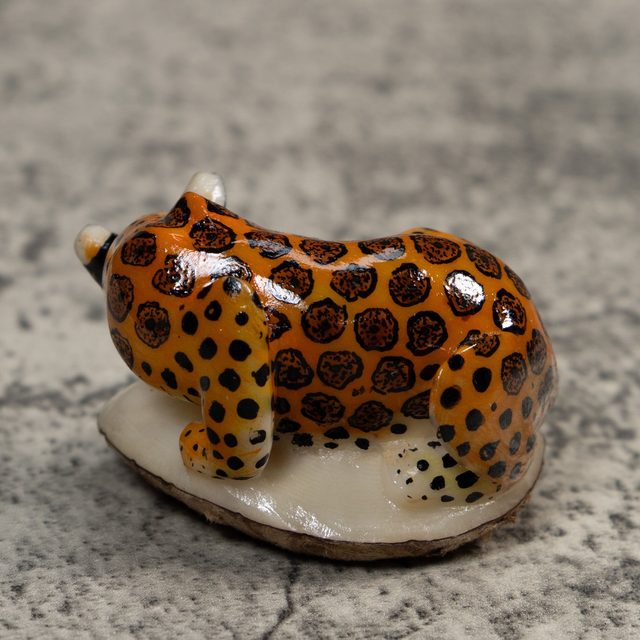 Magnificent Jaguar Cat Tagua Carving