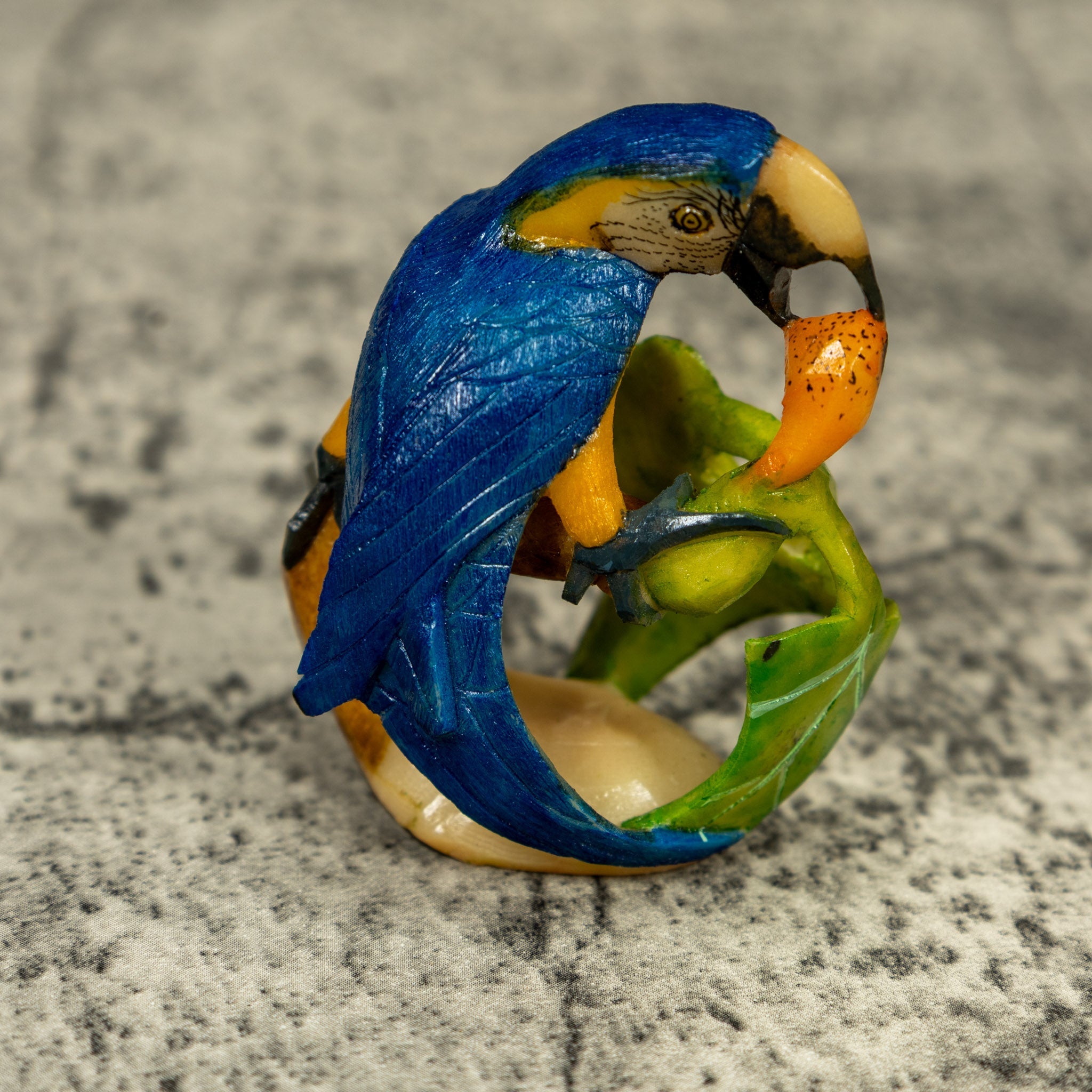 Blue And Yellow Macaw Parrot Bird Tagua Carving