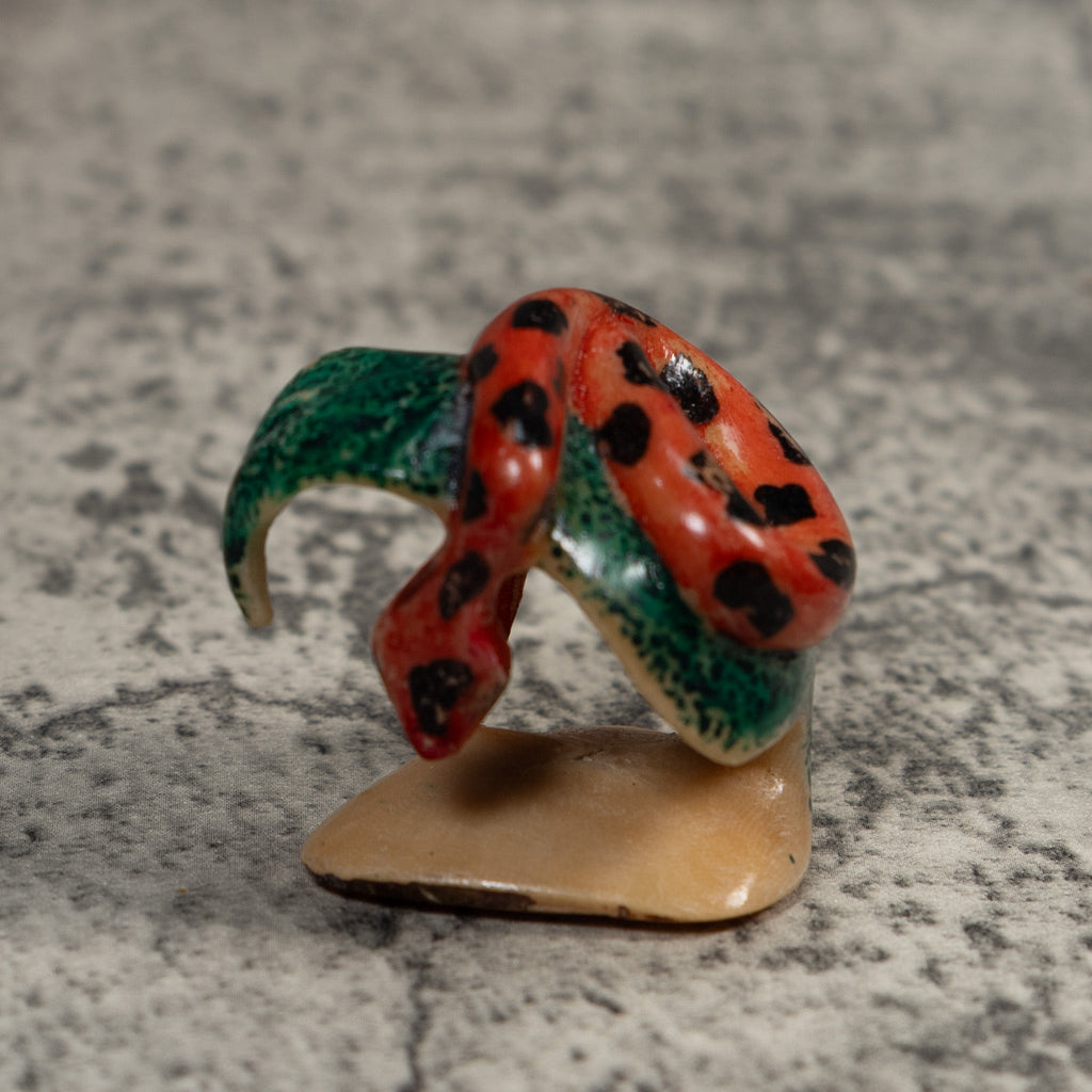 Vintage Red And Black Snake Tagua Carving