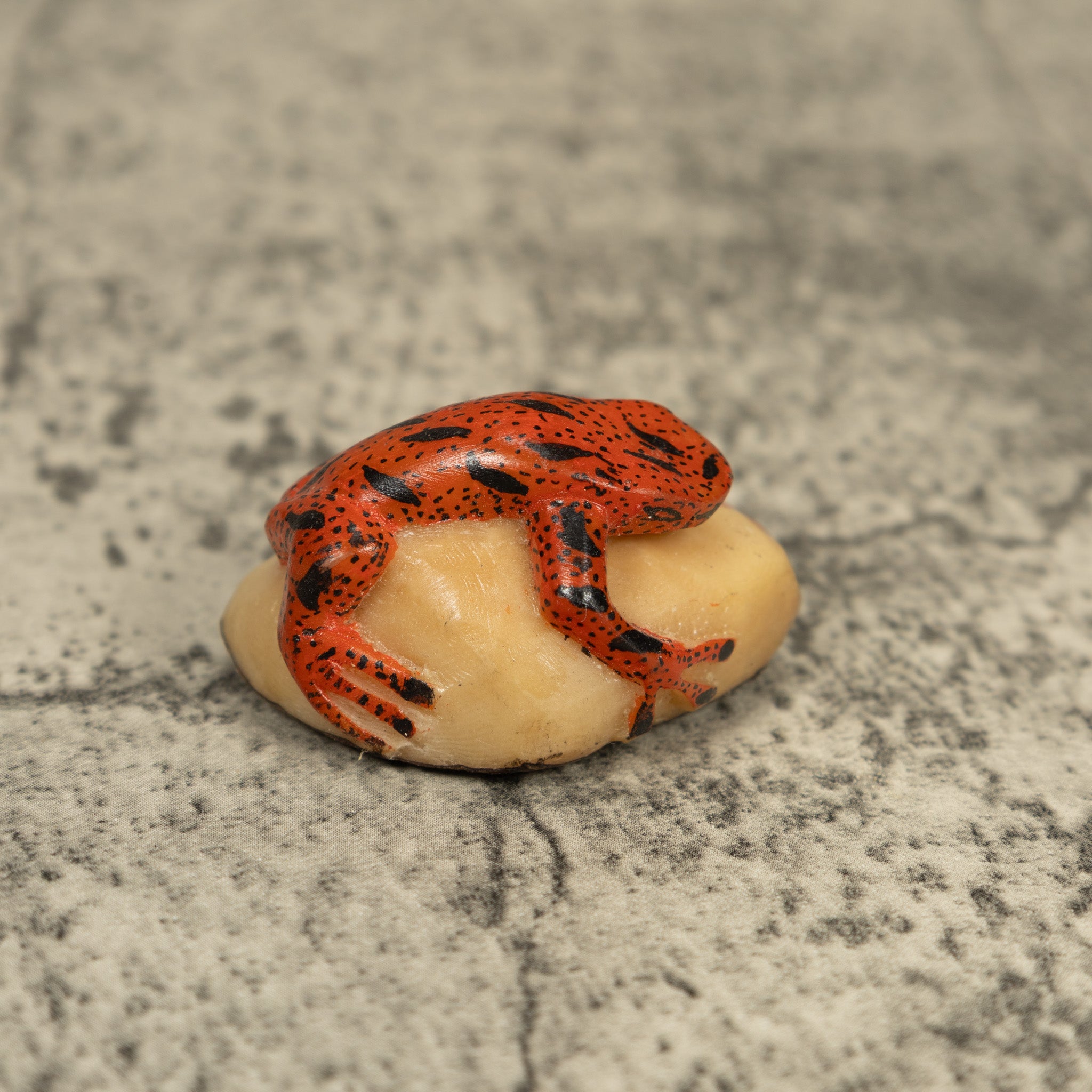 Black And Orange Poison Dart Frog Tagua Carving