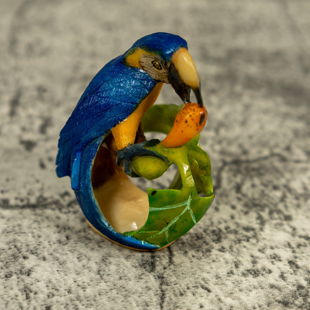 Blue And Yellow Macaw Parrot Bird Tagua Carving