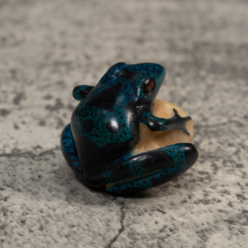 Blue And Black Poison Dart Frog Tagua Carving