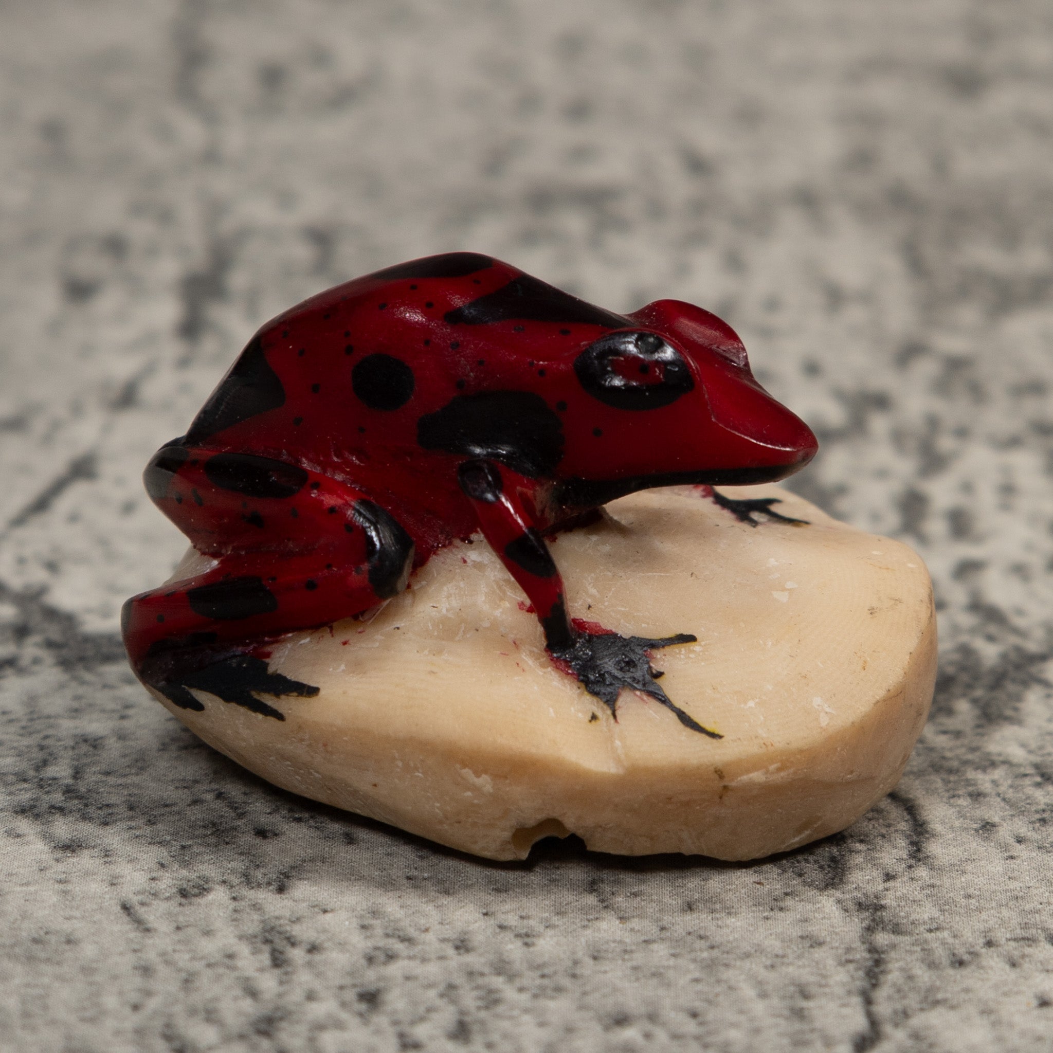 Vintage Red And Black Poison Dart Frog Tagua Carving