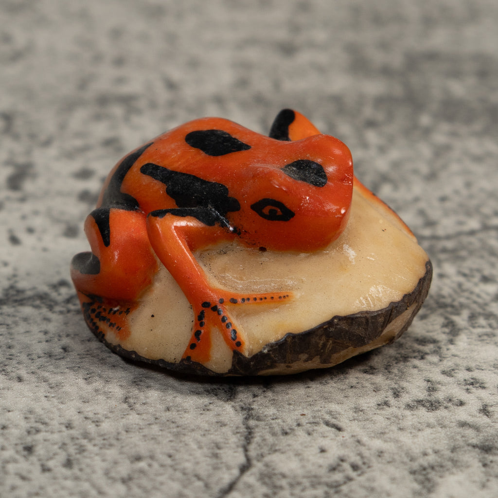 Orange And Black Poison Dart Frog Tagua Carving