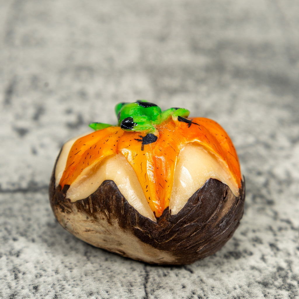 Orange Green And Black Poison Dart Frog Tagua Carving