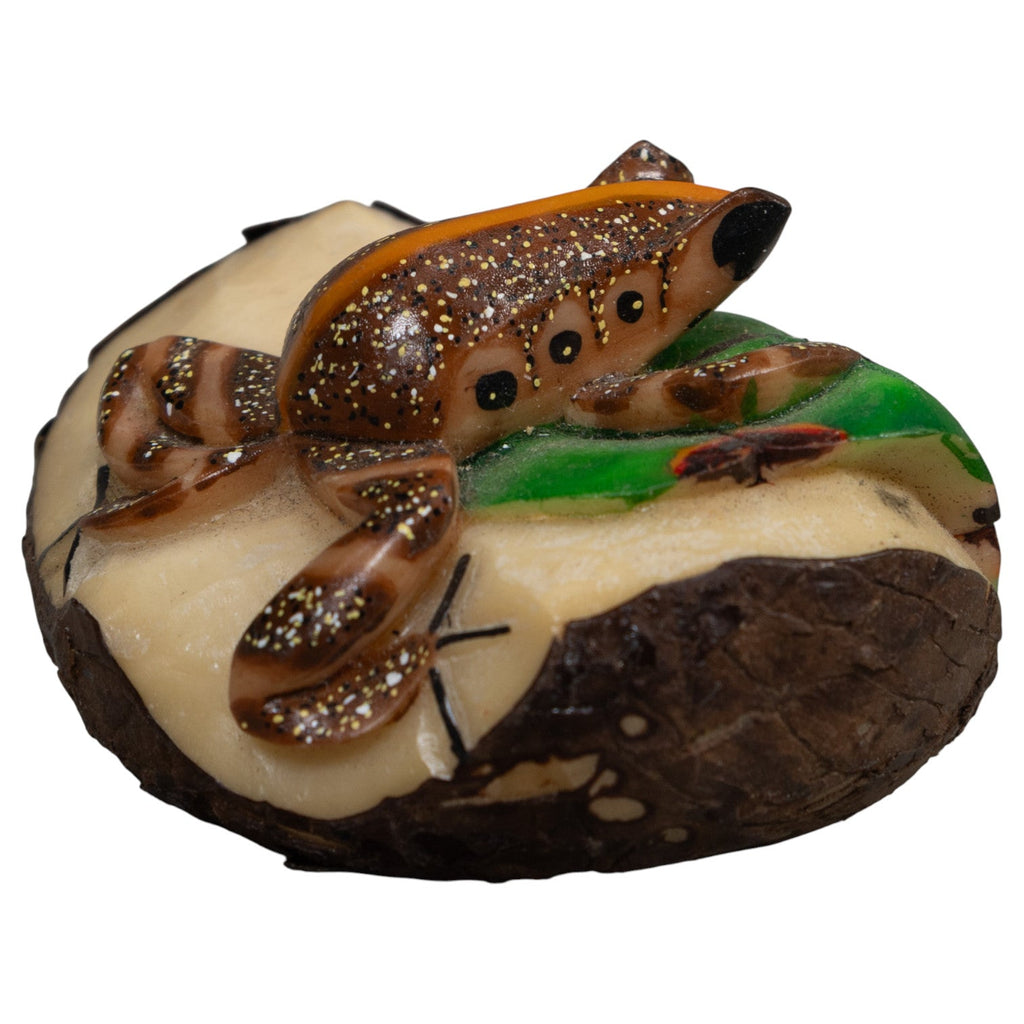 Brown And Orange Poison Dart Frog Tagua Carving