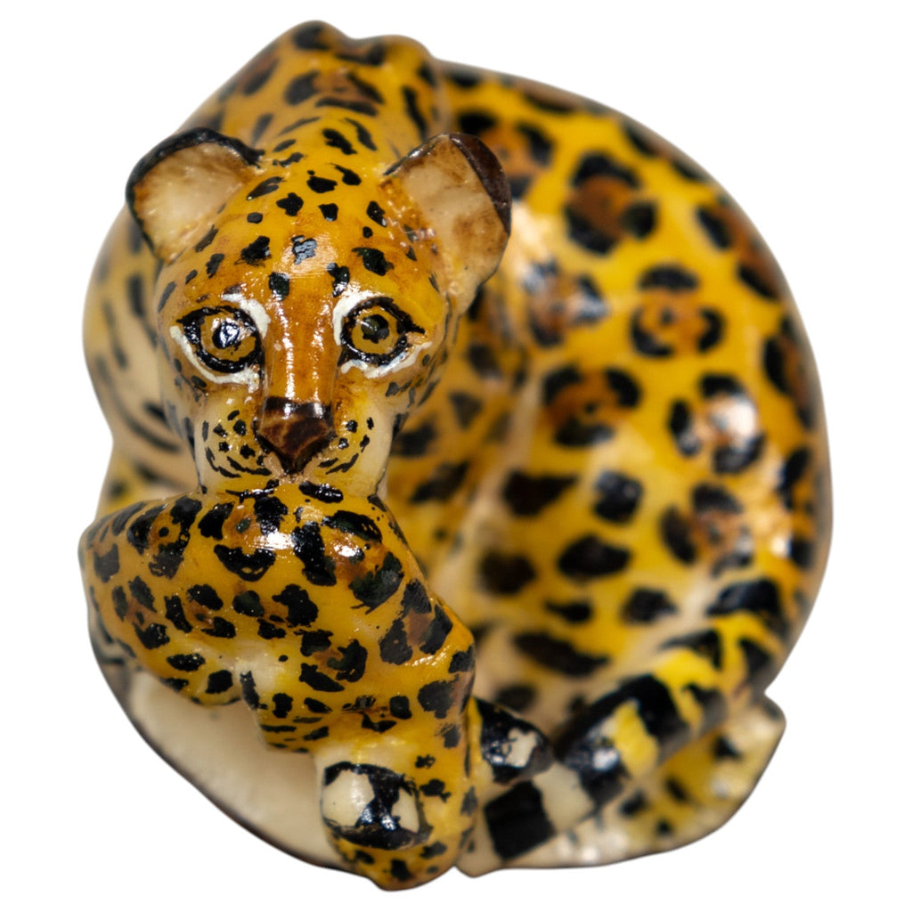 Jaguar Cat With Cub Tagua Carving
