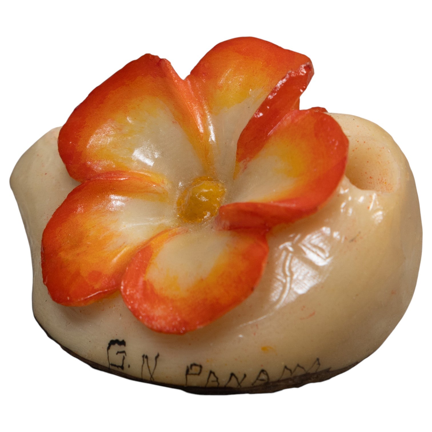 Double Orange Flower Petals Tagua Carving
