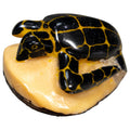 Vintage Black And Gold Sea Turtle Tagua Carving