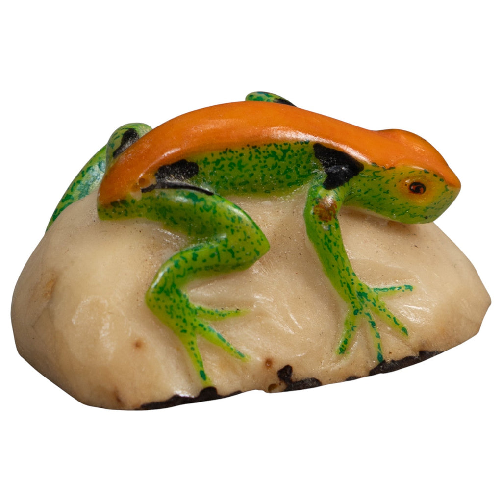 Vintage Orange And Green Poison Dart Frog Tagua Carving