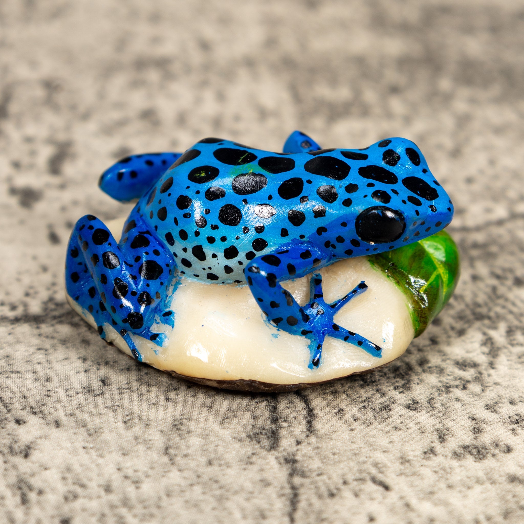 Black And Blue Poison Dart Frog Tagua Carving