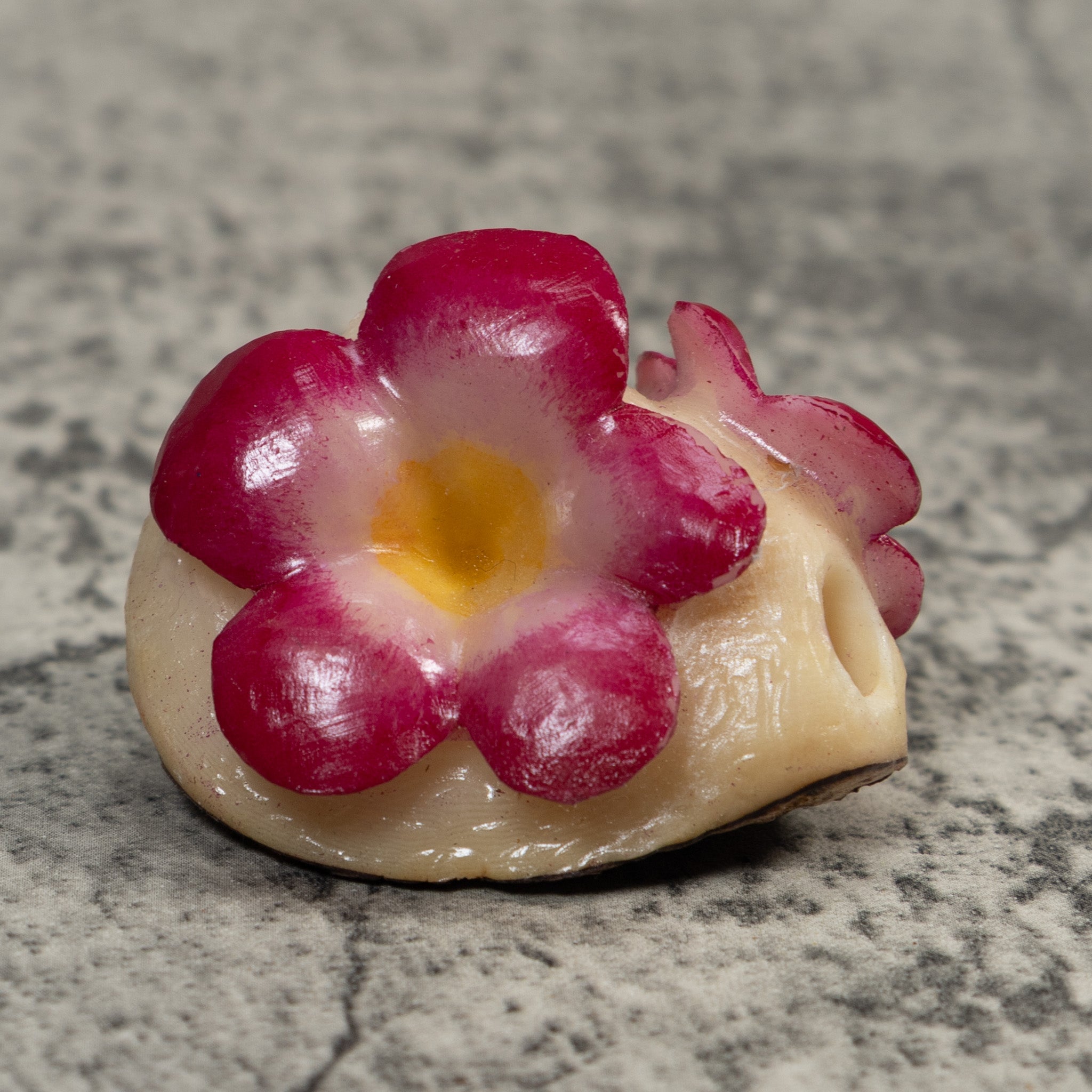 Double Purple Flower Petals Tagua Carving