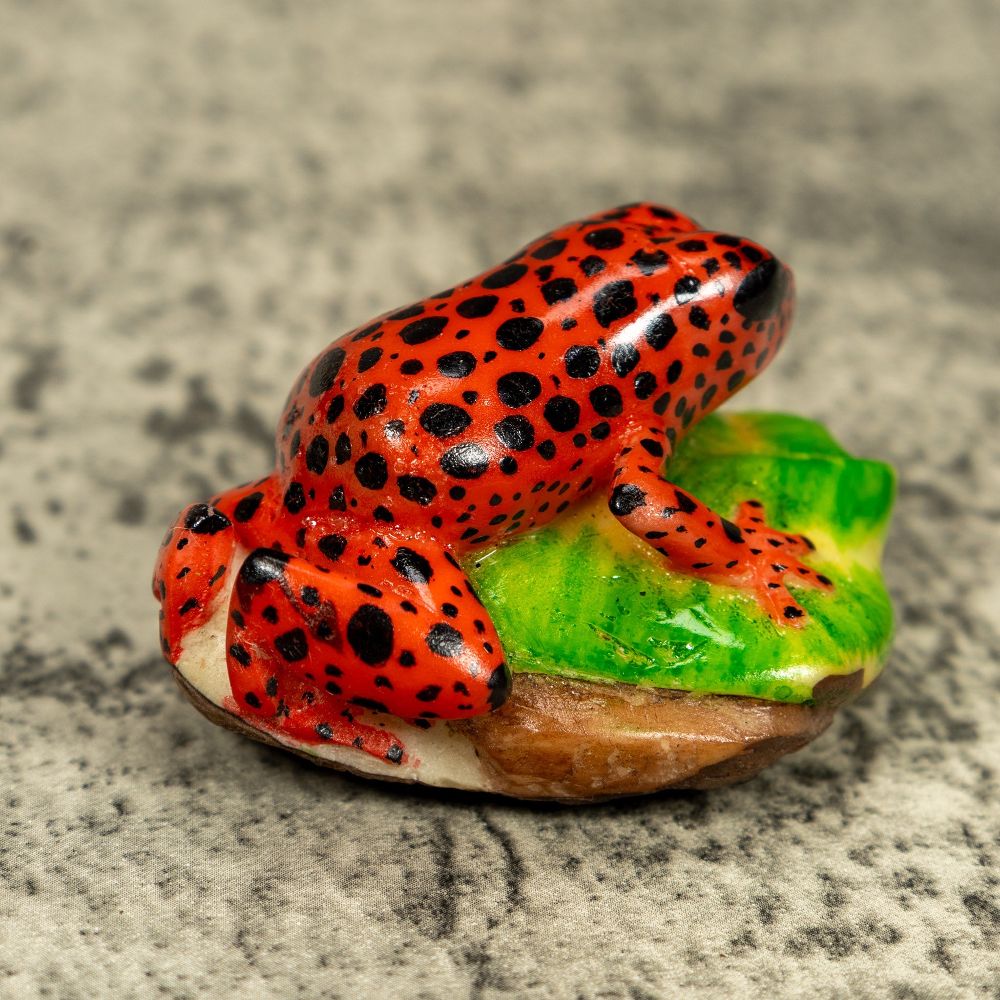 Red And Black Poison Dart Frog Tagua Carving