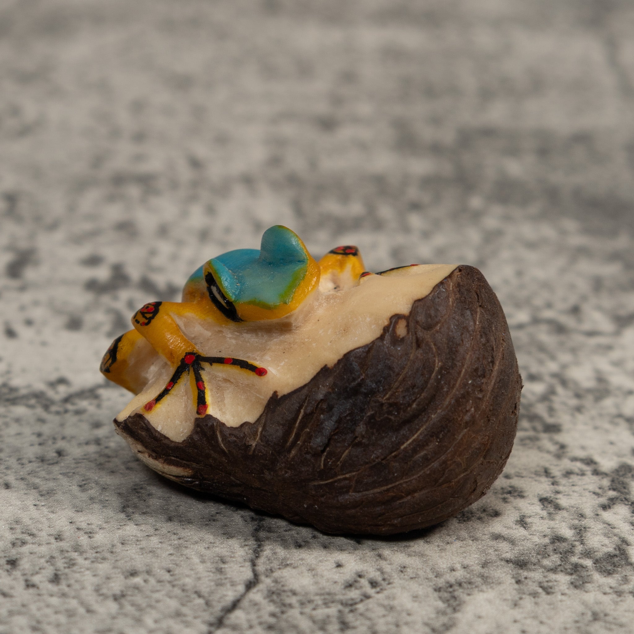 Vintage Blue Abd Gold Poison Dart Frog Tagua Carving
