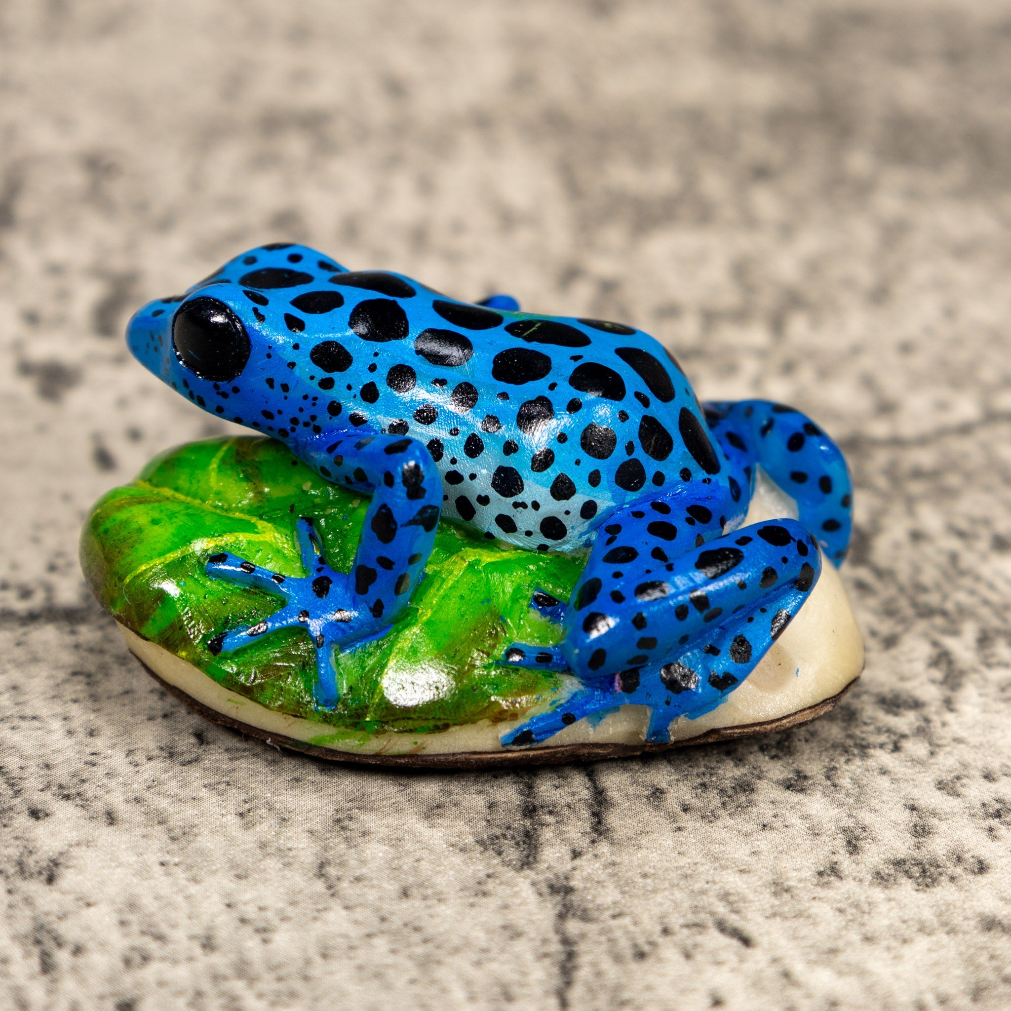 Black And Blue Poison Dart Frog Tagua Carving