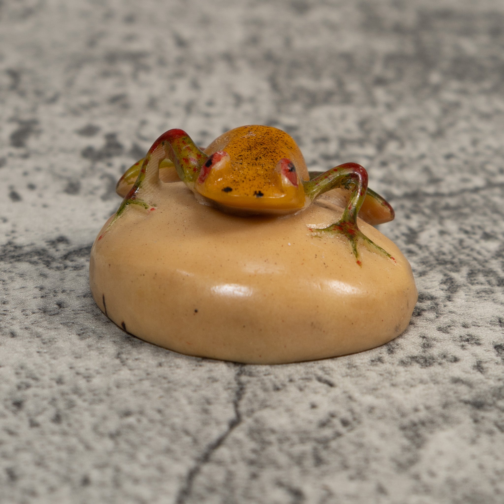 Vintage Redish And Gold Poison Dart Frog Tagua Carving