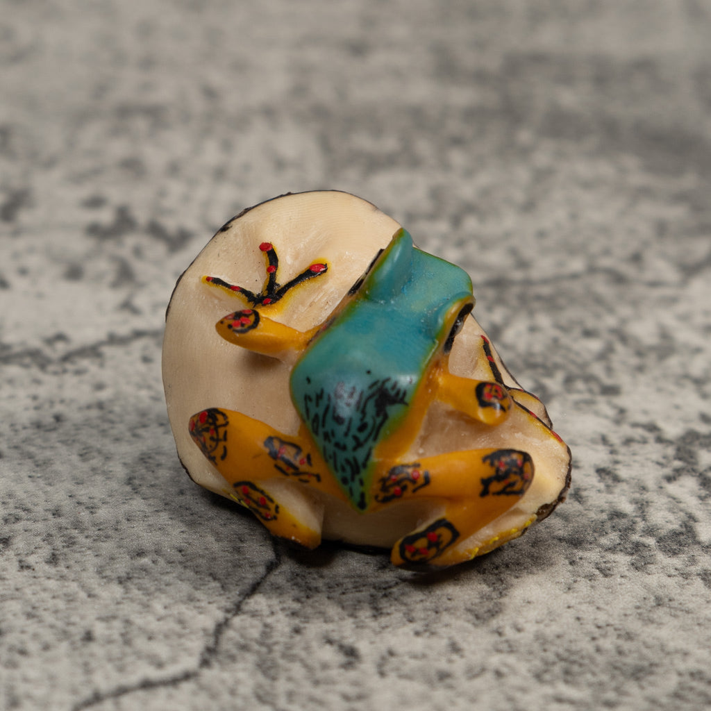 Vintage Blue Abd Gold Poison Dart Frog Tagua Carving