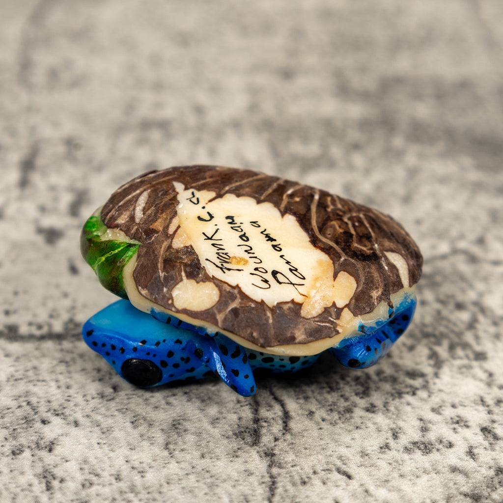Black And Blue Poison Dart Frog Tagua Carving