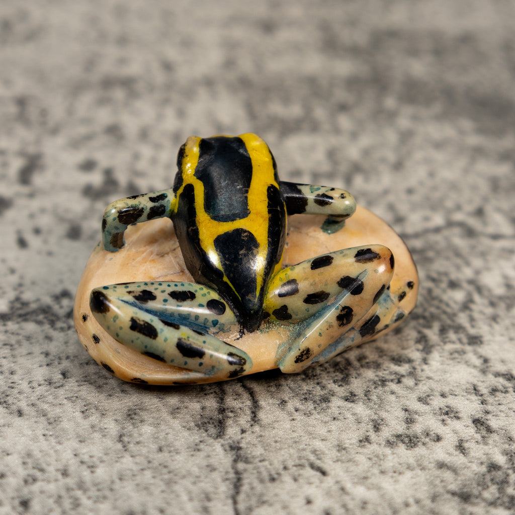 Vintage Gold Black And Blue Poison Dart Frog Tagua Carving