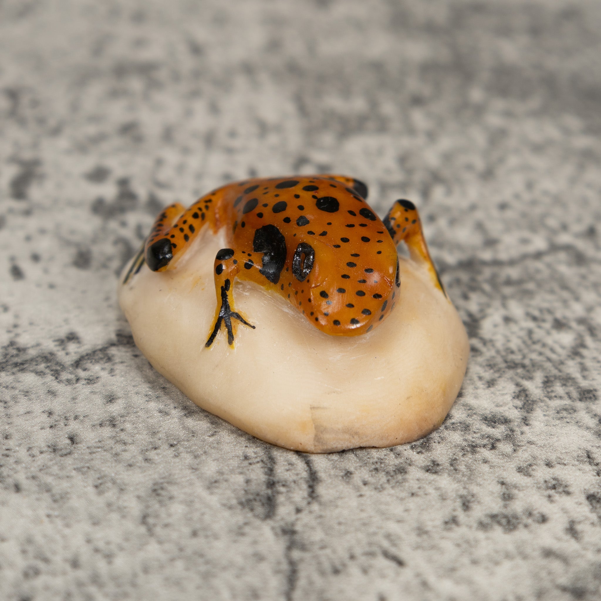 Bronze And Black Frog Tagua Carving