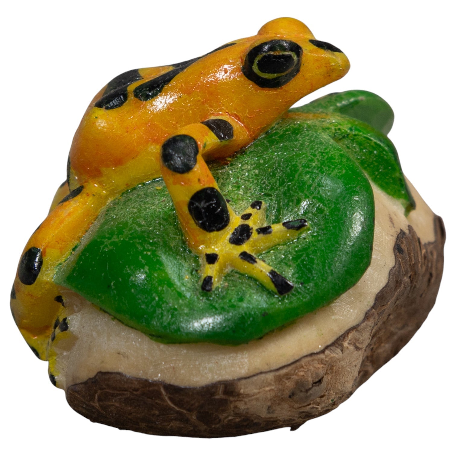 Black Gold And Green Poison Dart Frog Tagua Carving