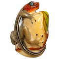 Redhead Gray Stripped Gecko Lizard Tagua Carving