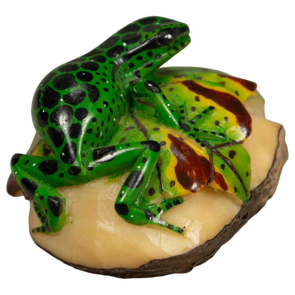 Green And Black Poison Dart Frog Tagua Carving