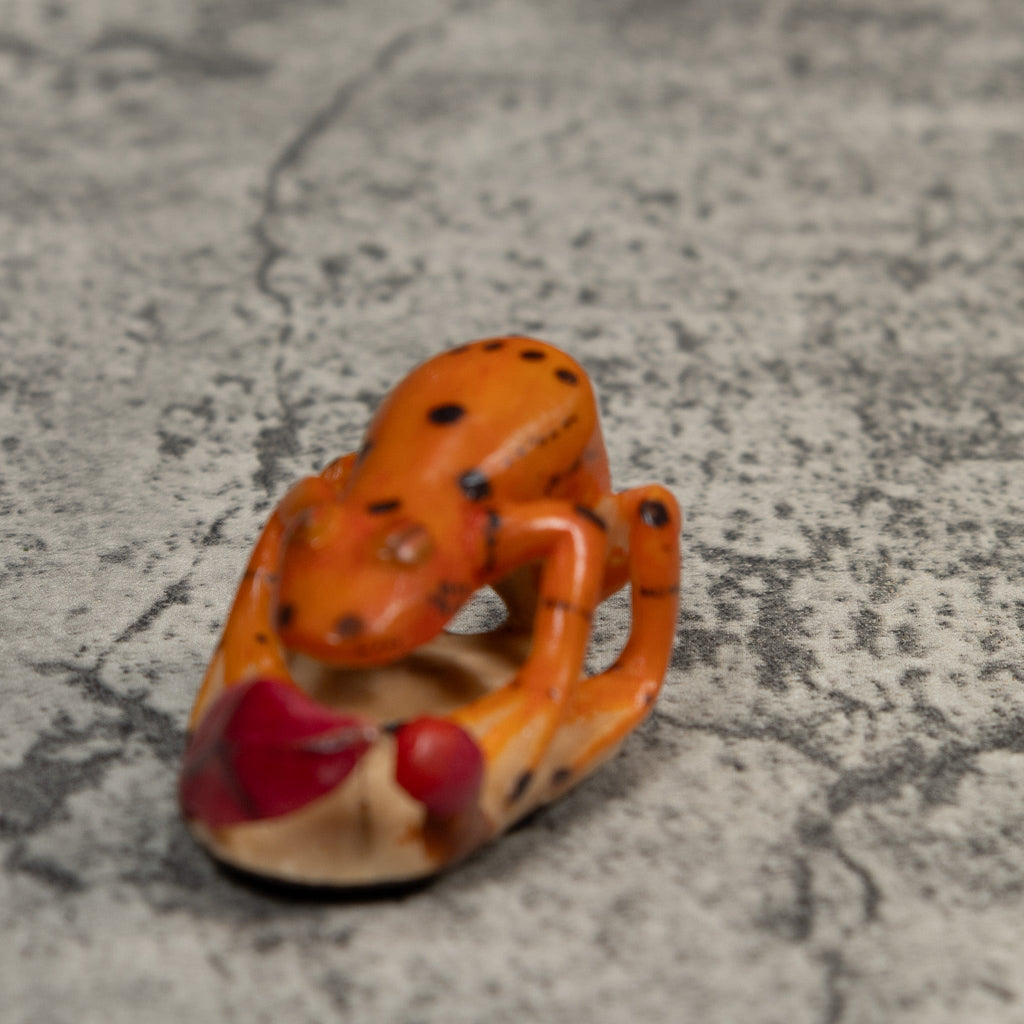 Orange And Black Poison Dart Frog Tagua Carving