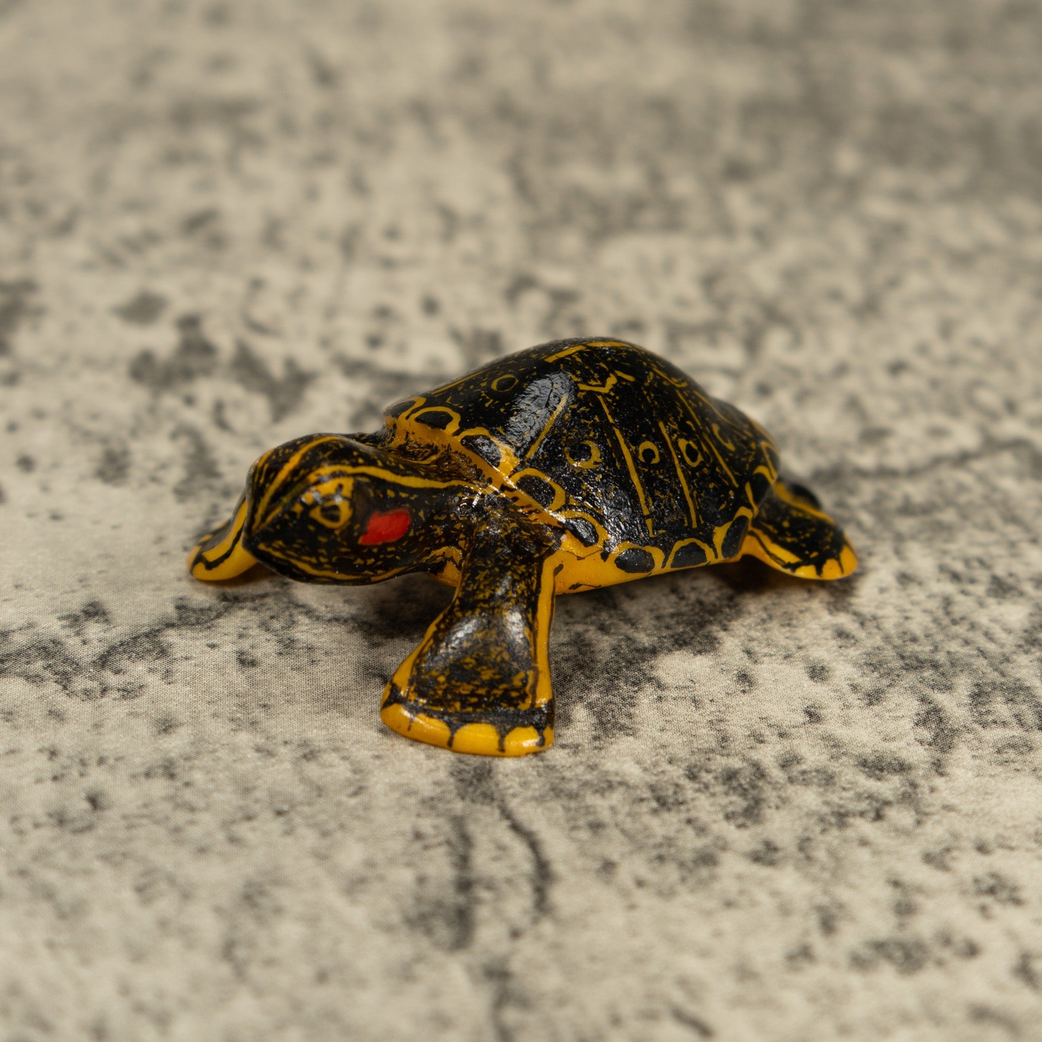 Free-Standing Black Gold And Red Tortoise Turtle Tagua Carving