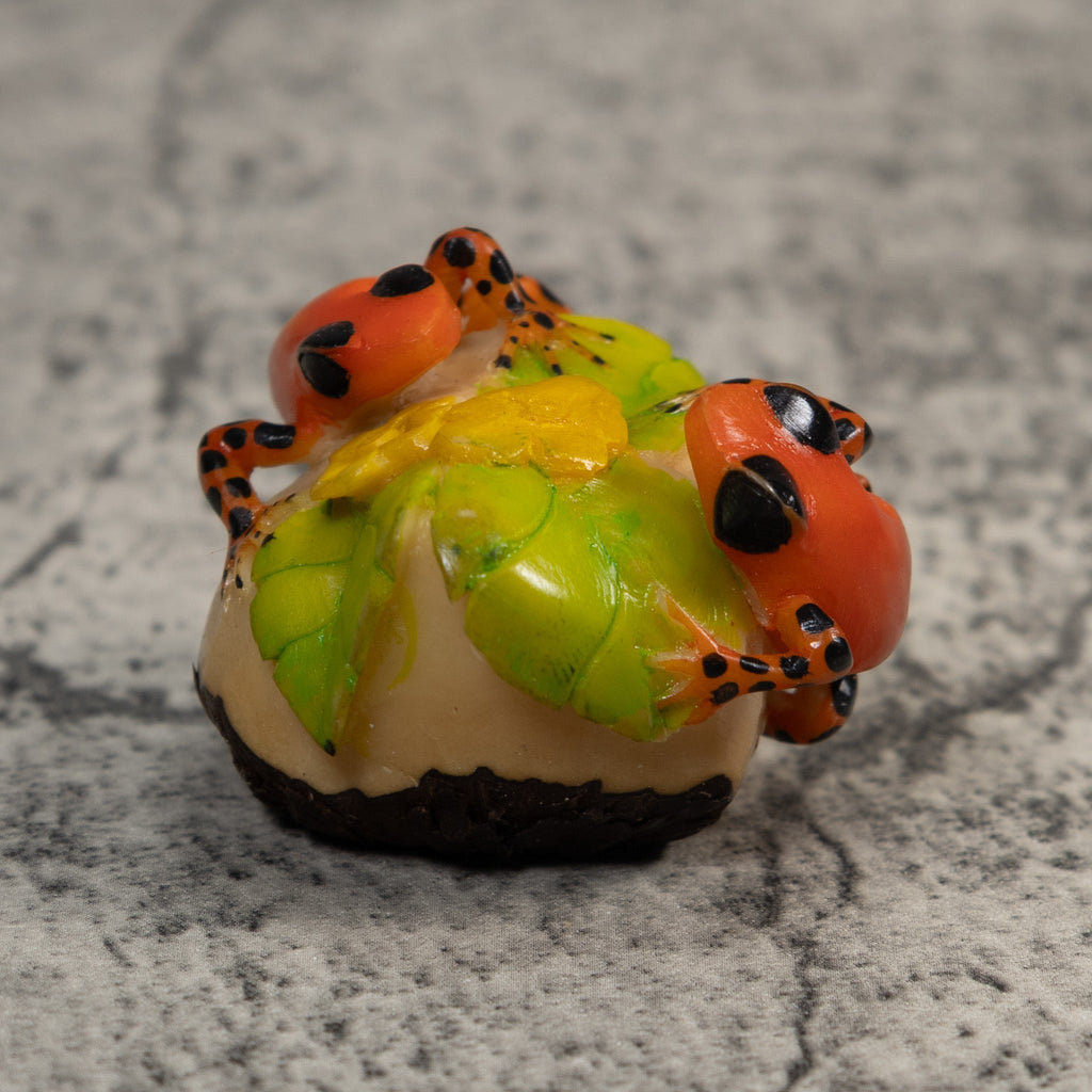 Orange And Black Double Poison Dart Frog Tagua Carving