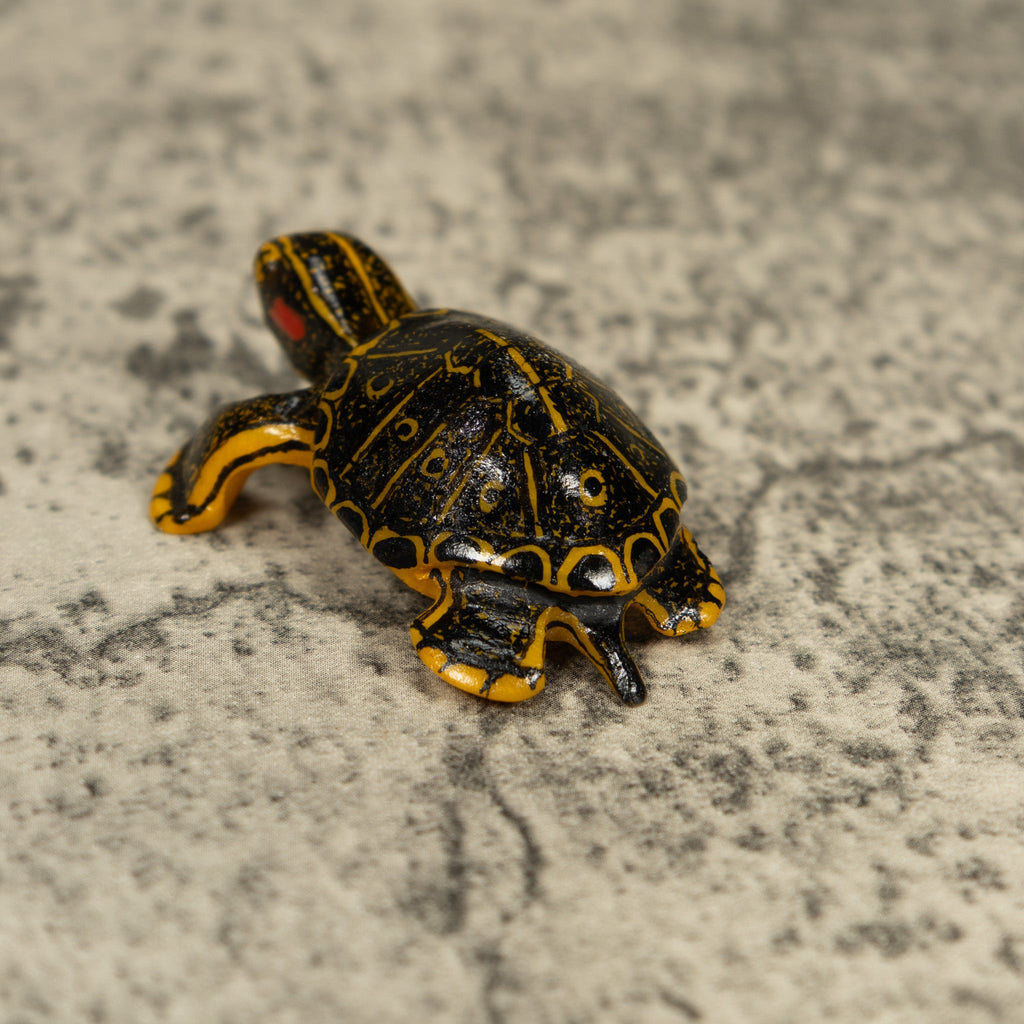 Free-Standing Black Gold And Red Tortoise Turtle Tagua Carving