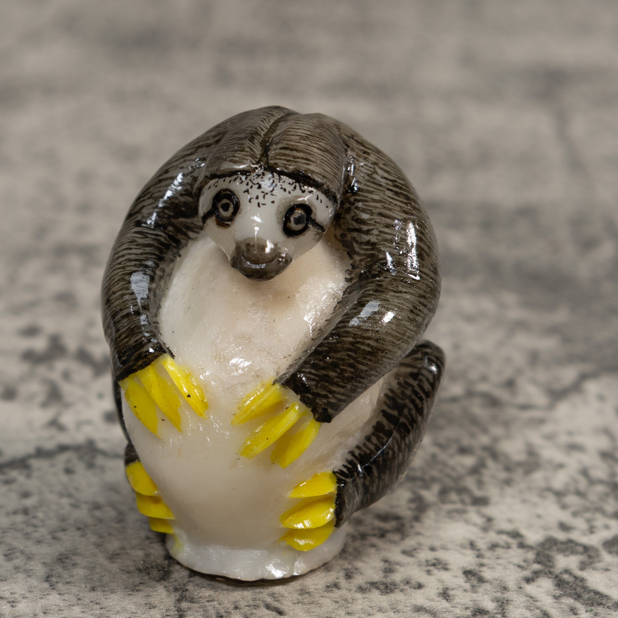 Gray And Yellow Sloth Tagua Carving