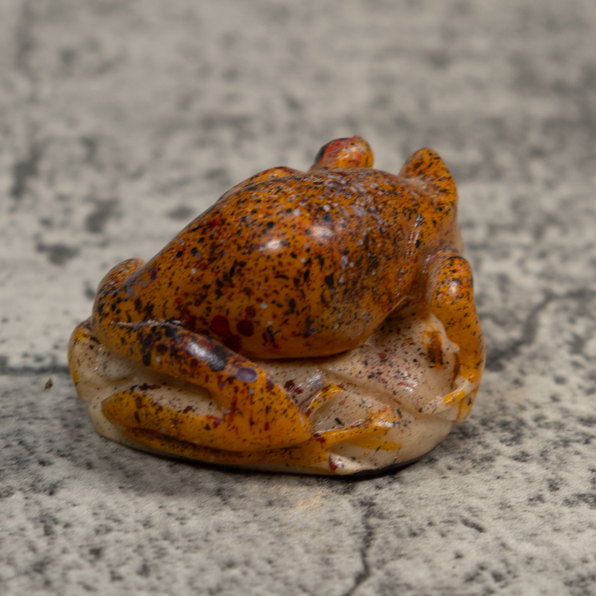 Sprinkled Orange Poison Dart Frog Tagua Carving