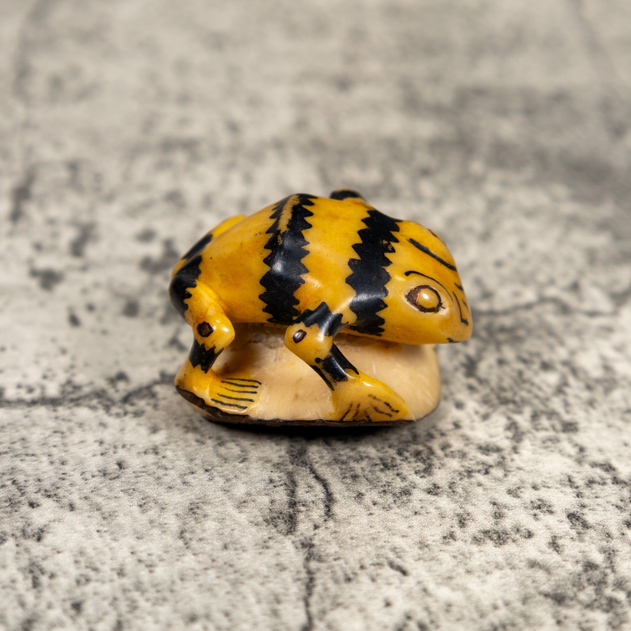Vintage Black And Gold Poison Dart Frog Tagua Carving