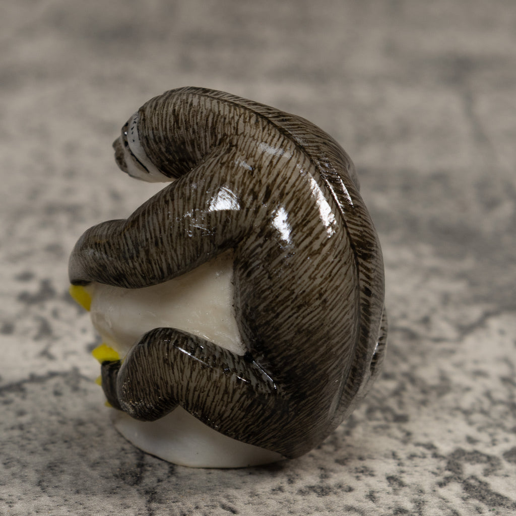Gray And Yellow Sloth Tagua Carving