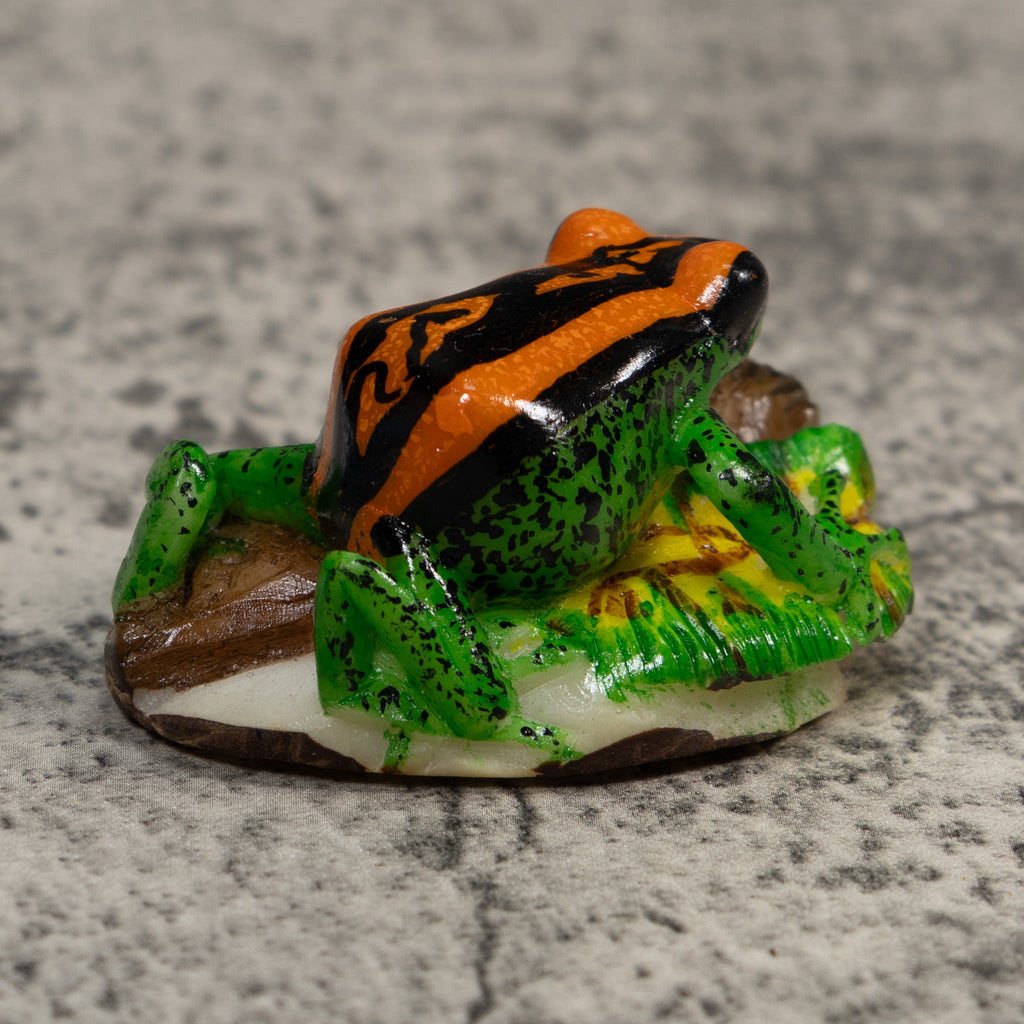 Orange Green And Black Poison Dart Frog Tagua Carving