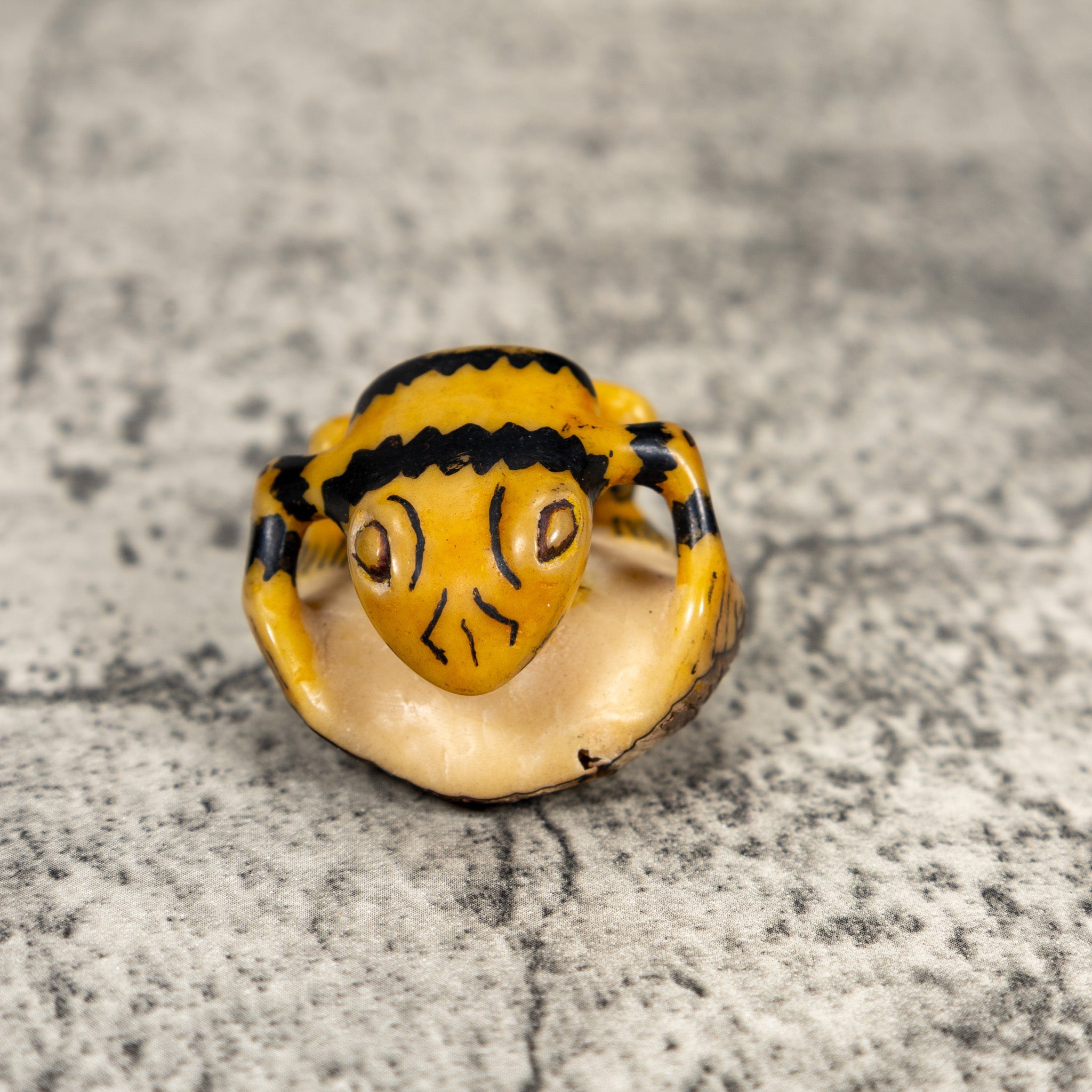 Vintage Black And Gold Poison Dart Frog Tagua Carving