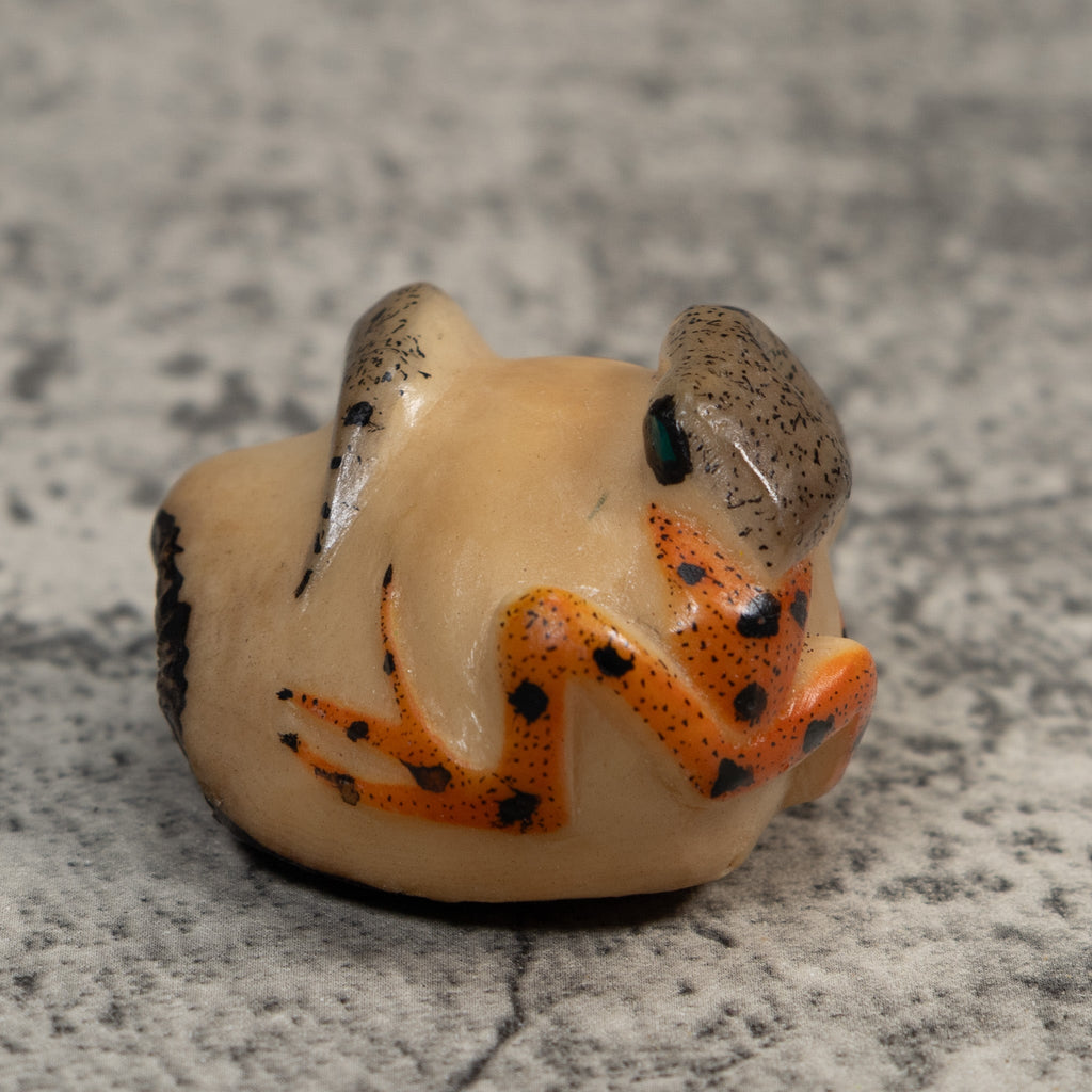 Vintage Snake Eating Frog Tagua Carving