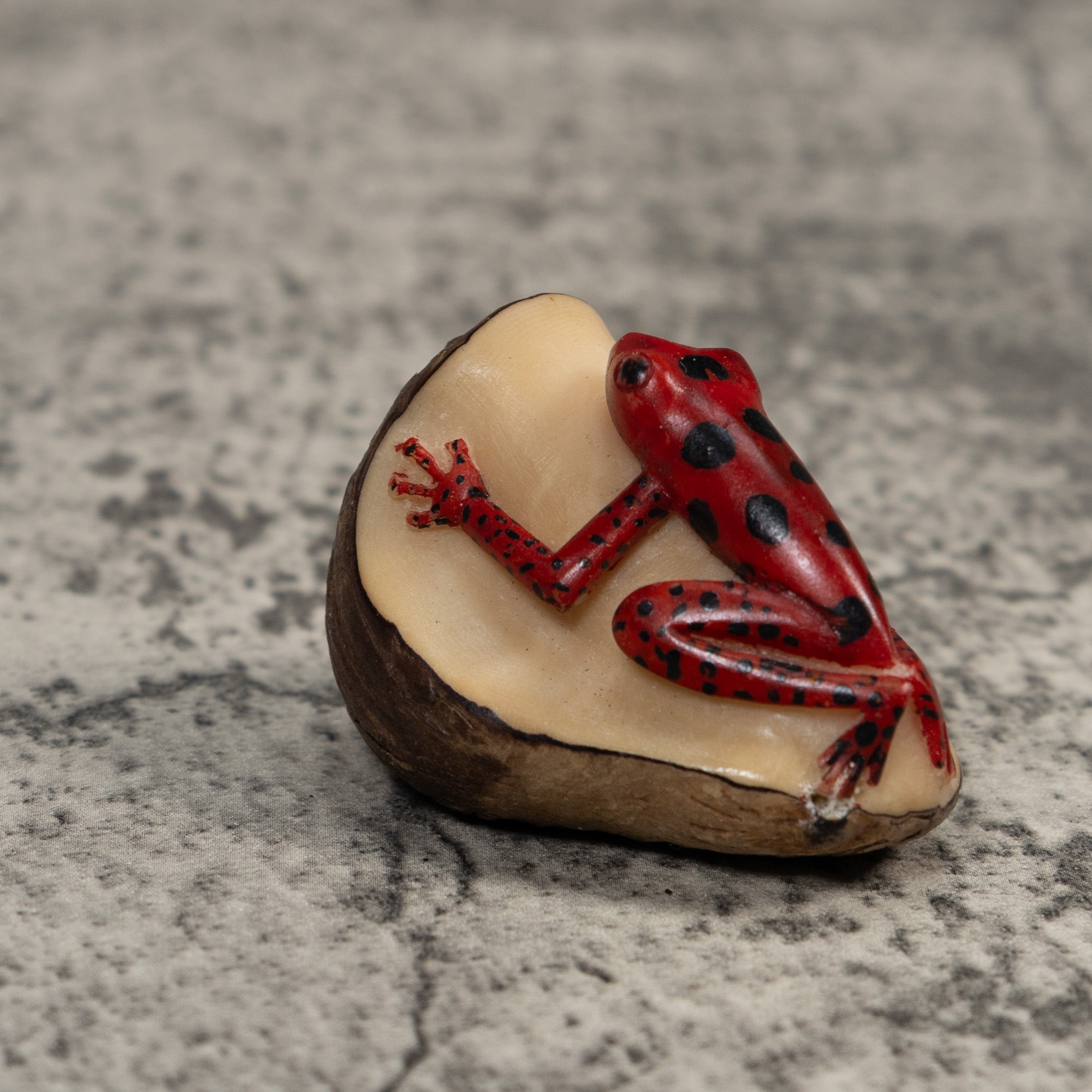 Red And Black Poison Dart Frog Tagua Carving