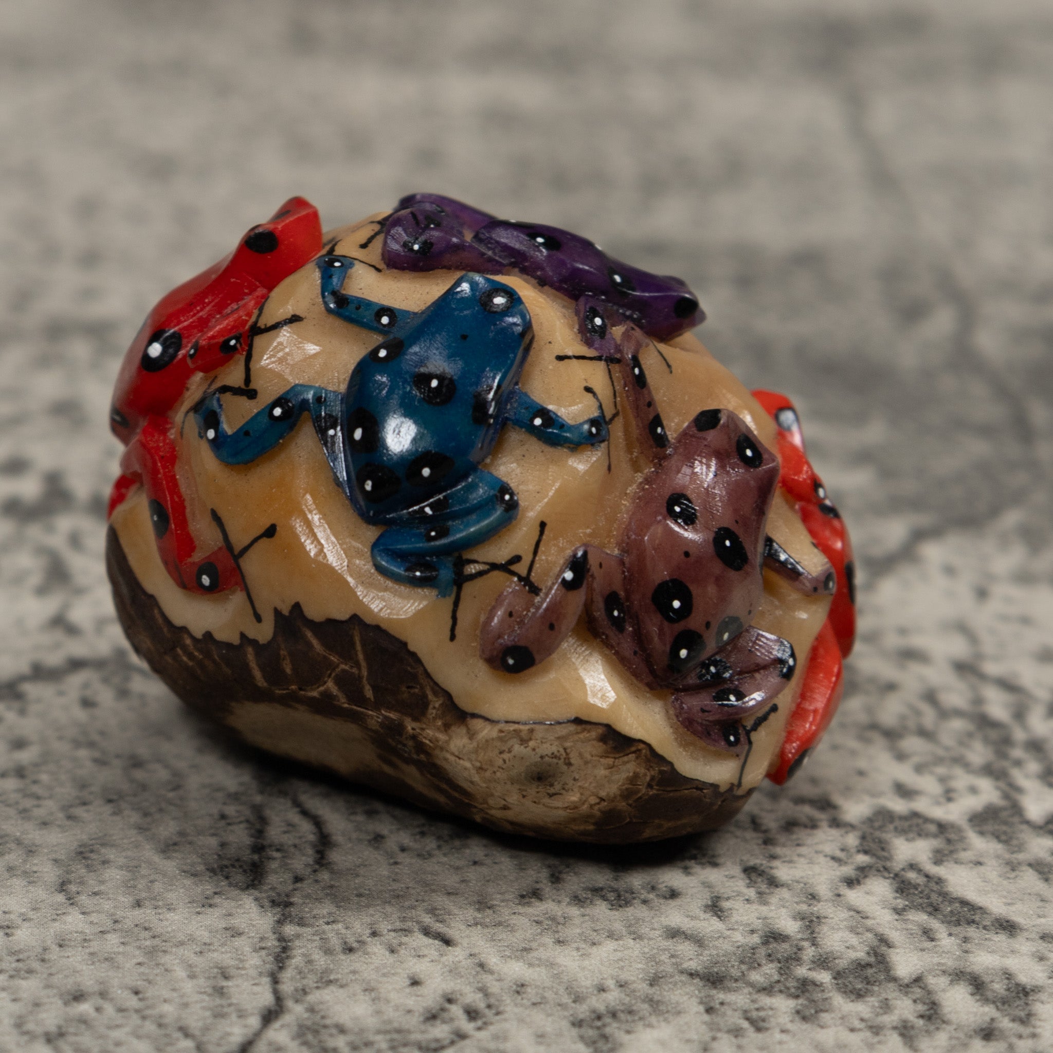 Multiple Poison Dart Frog Tagua Carving