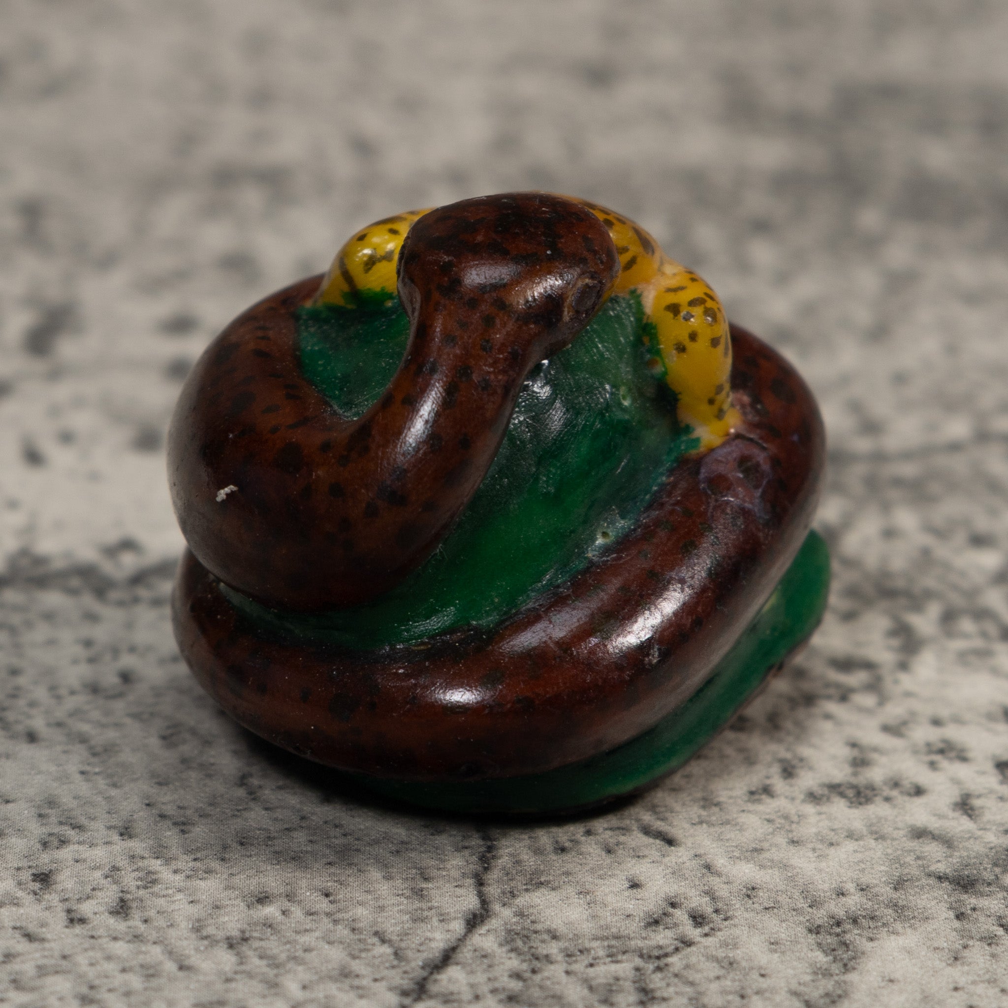 Brown And Gold Snake Eating Frog Tagua Carving