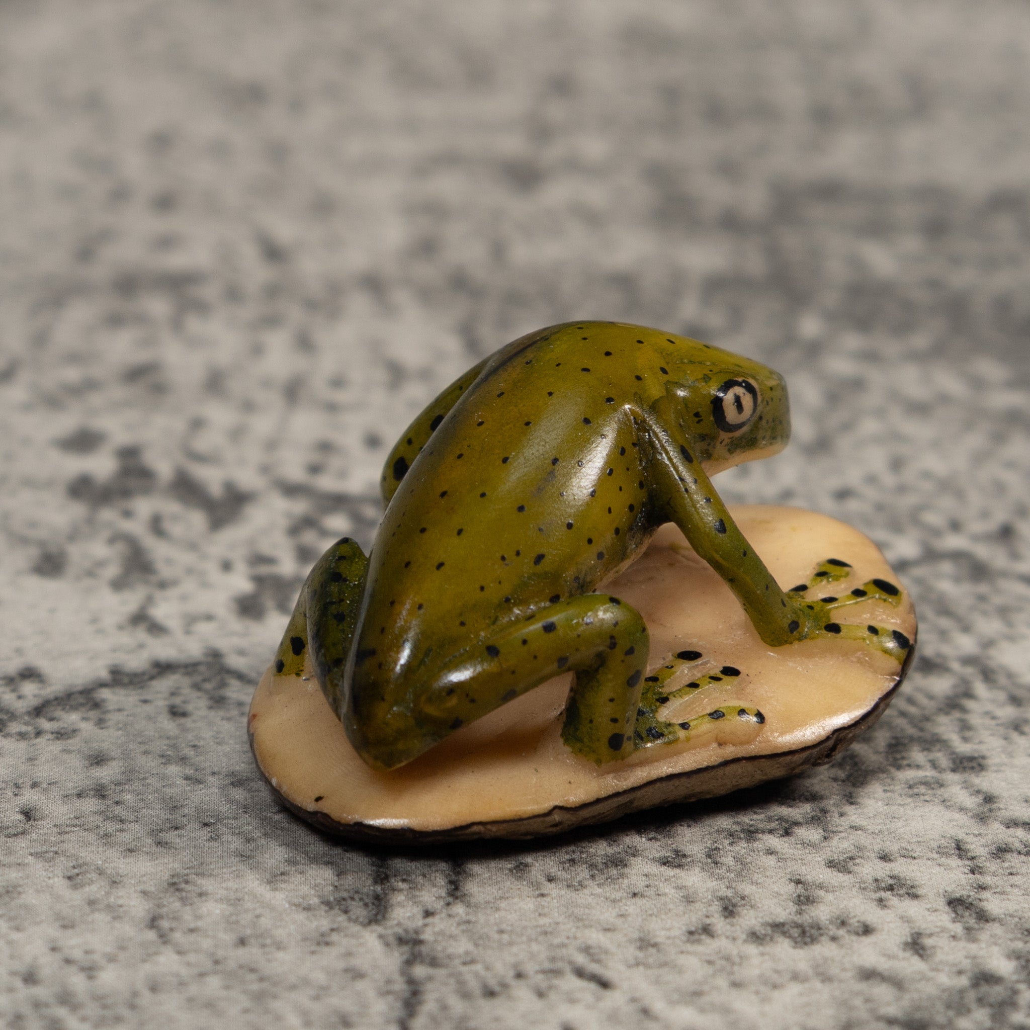 Vintage Green And Black Poison Dart Frog Tagua Carving