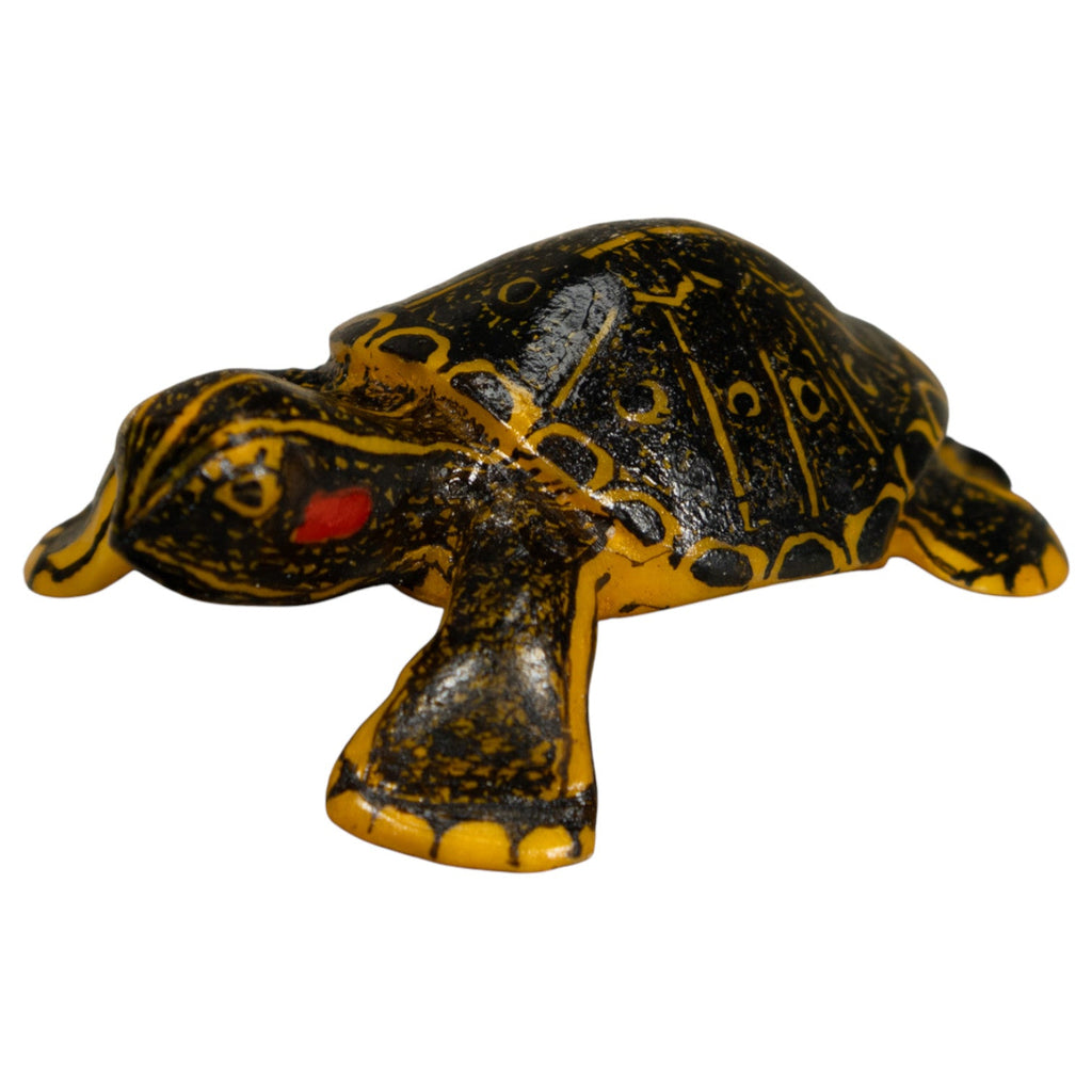 Free-Standing Black Gold And Red Tortoise Turtle Tagua Carving